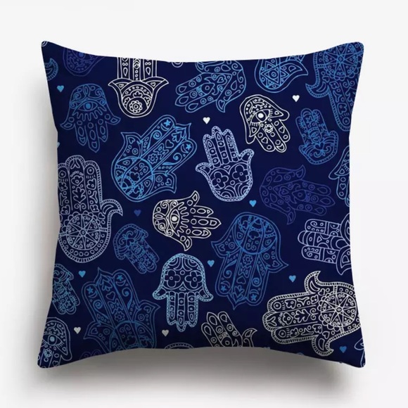 Hamsa hand print accent throw pillowcase cover. - Picture 1 of 1